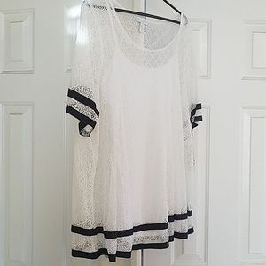 White and navy charter club blouse